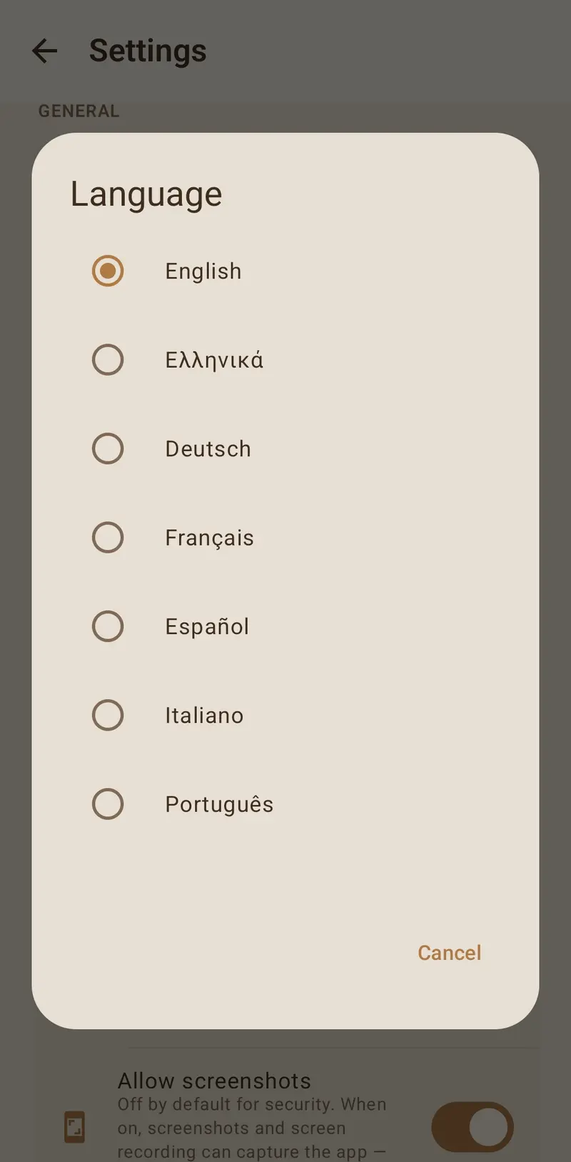 Language picker
